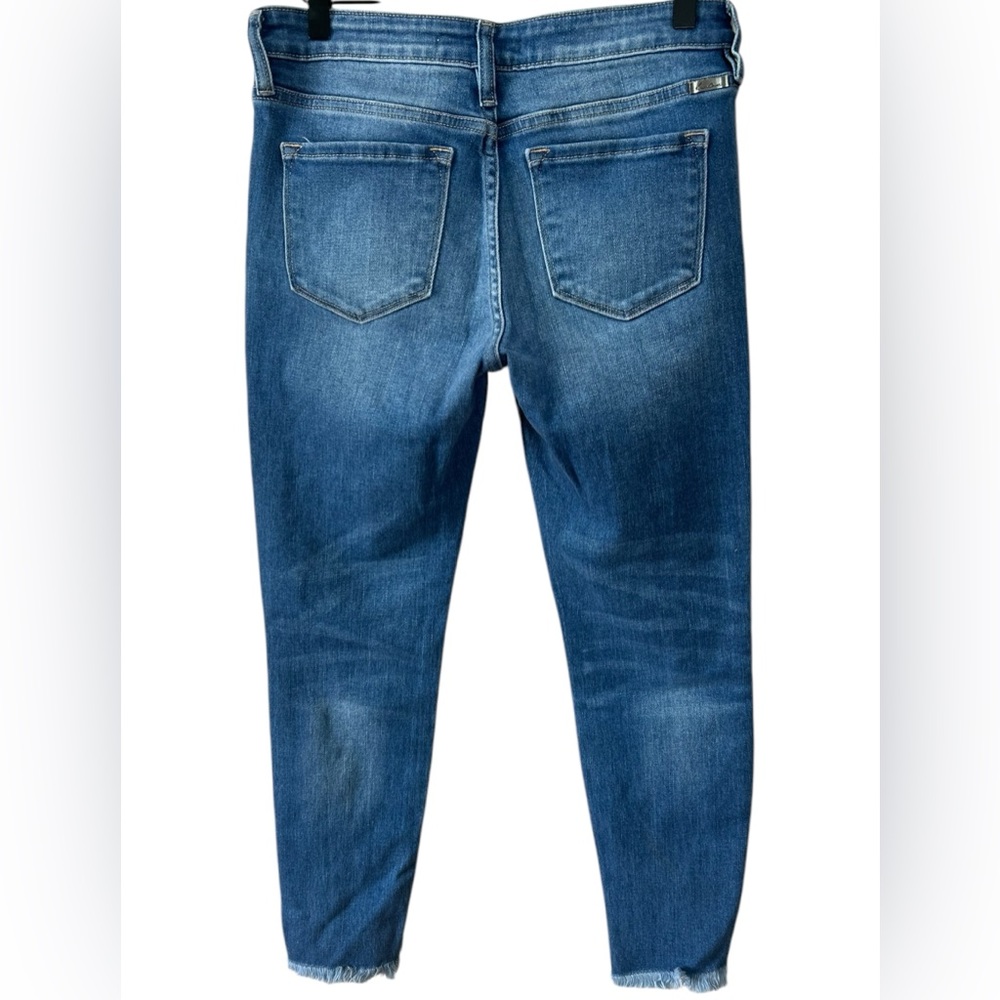 KanCan Jeans Womens Skinny Frayed Fringe Ankle Medium Wash Blue Stretch Denim 28 - Picture 2 of 7